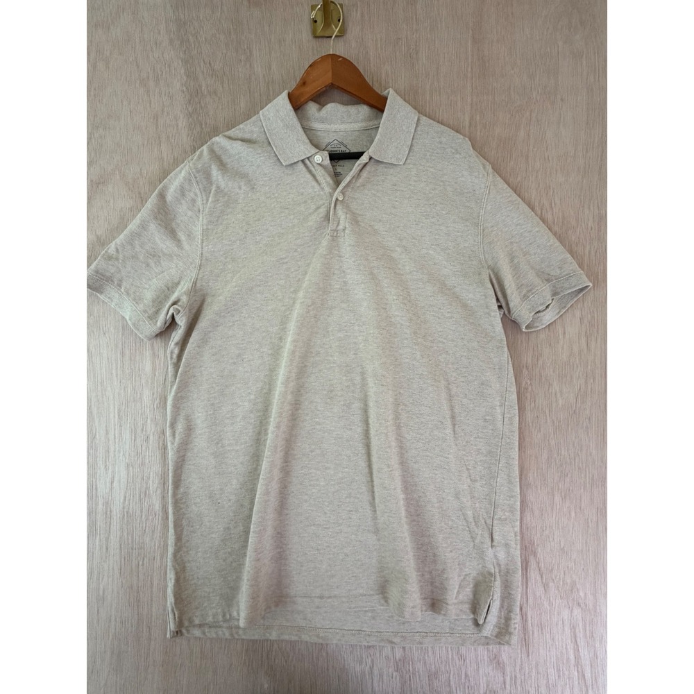 St. Johns Bay Legacy Polo Mens Large Beige Tan 100% Cotton Short Sleeve Shirt